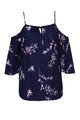 Sexy Navy Blue Cold Shoulder Spring Blossoms Top