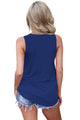 Sexy Navy Blue Crisscross V Neckline Women Tank Top