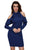 Sexy Navy Blue Frill Cold Shoulder Long Sleeve Dress