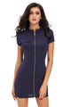 Sexy Navy Blue Funky Zip or Not Dress