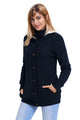 Sexy Navy Blue Long Sleeve Button-up Hooded Cardigans