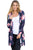 Sexy Navy Blue Long Sleeve Floral Cardigan