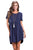 Sexy Navy Blue Short Sleeve Pullover Babydoll Style Casual Dress