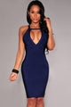 Sexy Navy Blue Strappy Cut-Out Back Bandage Dress