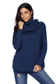 Sexy Navy Cozy Cowl Neck Long Sleeve Sweater