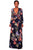 Sexy Navy Floral Print Faux Wrap Long Dress