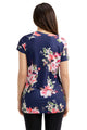 Sexy Navy Floral Short Sleeve Knot Top