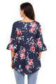 Sexy Navy Grounding Floral Print Babydoll Top