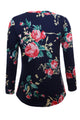 Sexy Navy Long Sleeve Floral Autumn Womens Top