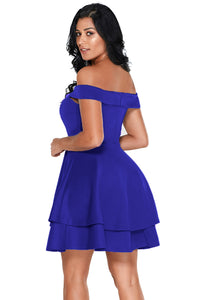 Sexy Navy Off Shoulder Layered Short Prom Dress