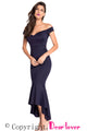 Sexy Navy Off-shoulder Mermaid Jersey Evening Dress