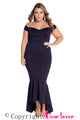 Sexy Navy Off-shoulder Mermaid Jersey Evening Dress