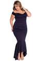 Sexy Navy Off-shoulder Mermaid Jersey Evening Dress