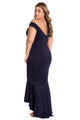 Sexy Navy Off-shoulder Mermaid Jersey Evening Dress