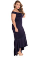 Sexy Navy Off-shoulder Mermaid Jersey Evening Dress