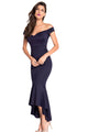 Sexy Navy Off-shoulder Mermaid Jersey Evening Dress