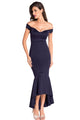 Sexy Navy Off-shoulder Mermaid Jersey Evening Dress