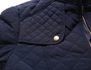 Sexy Navy Plaid Quilted Cotton Jacket