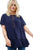 Sexy Navy Plus Size Smock Top with Lace Insert