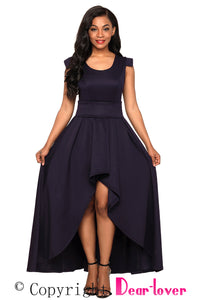 Sexy Navy Sophisticated Party Queen High Low Dress