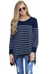Sexy Navy Striped Knit Pullover Sweater Top