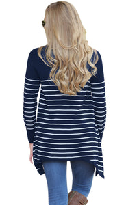 Sexy Navy Striped Knit Pullover Sweater Top