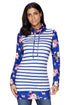 Sexy Navy Striped and Floral Sweatshirt