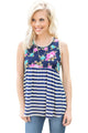 Sexy Navy Stripes and Floral Womens Tank