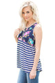 Sexy Navy Stripes and Floral Womens Tank