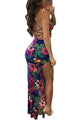 Sexy Navy Tropical Floral Print Hot Sexy Two Piece Dress