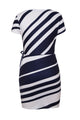 Sexy Navy White Stripe Knot Sheath Dress