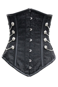 Sexy Noble Black Satin Underbust Corset with Chains