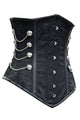 Sexy Noble Black Satin Underbust Corset with Chains