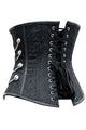 Sexy Noble Black Satin Underbust Corset with Chains