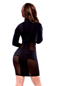 Sexy Noir Extreme Mesh Spliced Bodycon Dress