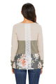 Sexy Oatmeal Color Block Floral Patchwork Long Sleeve Blouse Top