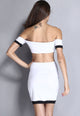 Sexy Off-shoulder Black White Midi Dress with Cut-out
