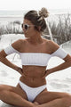 Sexy Off-the-shoulder Striped Bikini Swimsuit