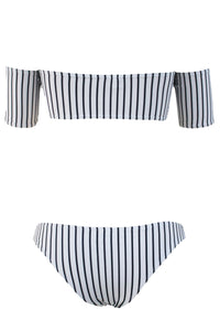 Sexy Off-the-shoulder Striped Bikini Swimsuit