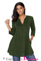 Sexy Olive Cable Knit Button Neck Swingy Tunic