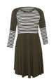 Sexy Olive Chic Blocked Stripe Jersey Dress