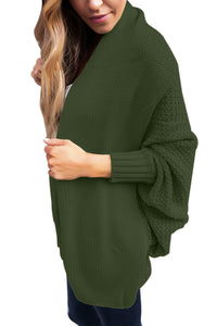 Sexy Olive Chunky Knit Open Front Dolman Cardigan