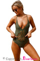 Sexy Olive Crochet Front Detail One Piece Bathing Suit