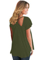 Sexy Olive Green Cutout Cold Shoulder Flowy Top