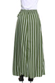 Sexy Olive Green Striped Maxi Skirt