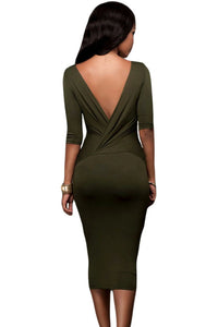 Sexy Olive Green Two-way Bodycon Midi Dress