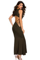Sexy Olive Hollowed Back Maxi Jersey Dress