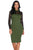 Sexy Olive Lace Sleeve Doll Collar Bodycon Retro Midi Dress