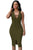 Sexy Olive Lace-up Front Midi Dress