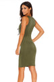 Sexy Olive Lace-up Front Midi Dress